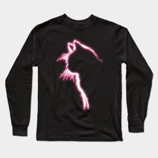 Glowing Pink Neon Cat Long Sleeve T-Shirt